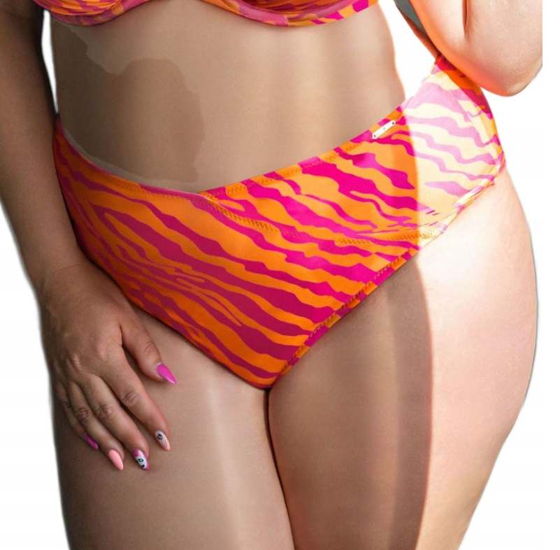 KRISLINE FIGI KĄPIELOWE WYSOKIE RIO ORANGE PINK BRIEFS HIGHWAIST