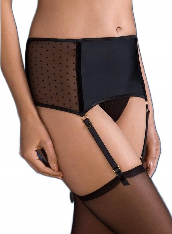 GABRIELLA PAS DO POŃCZOCH STELLA GARTER 530 CZARNY W KROPKI L / XL