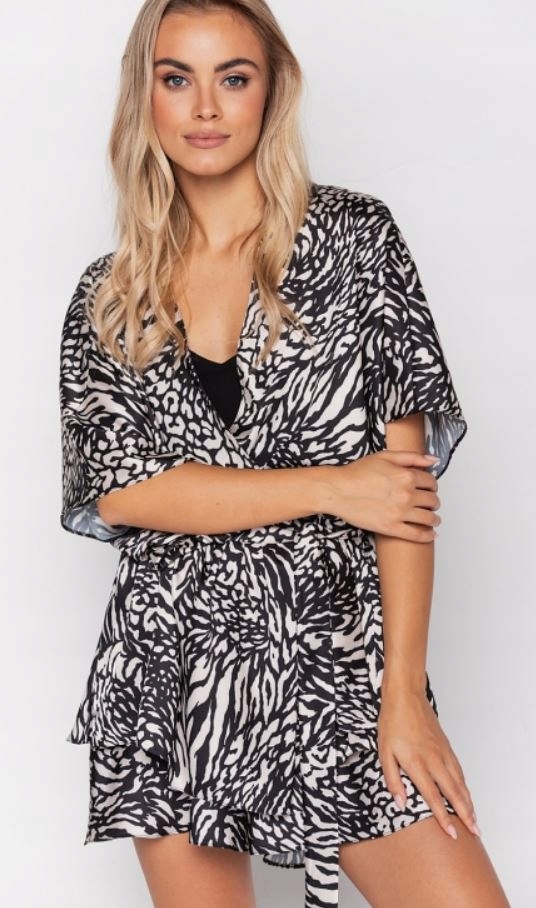 MIJA VU KIMONO SZLAFROK DAMSKI MY FREEDOM SATYNA PANTERA L/XL 40/42
