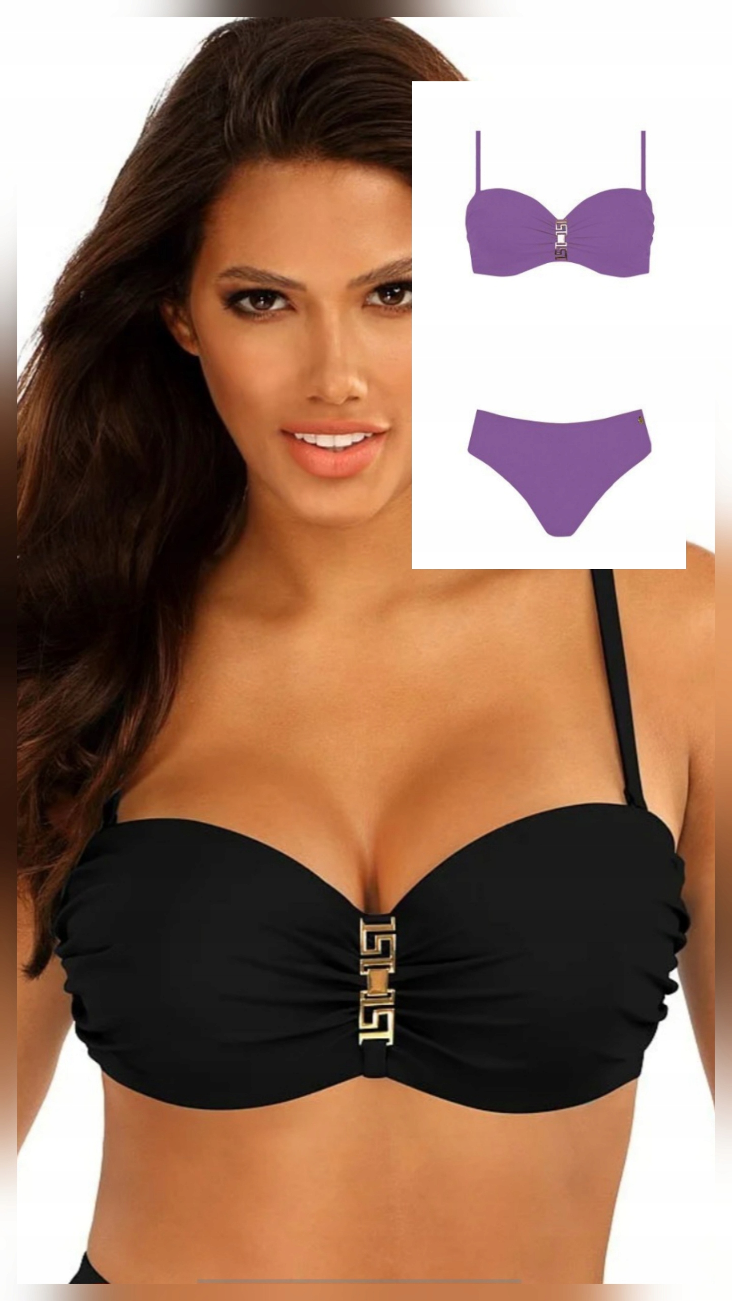 SELF KOSTIUM KĄPIELOWY BARDOTKA PUSH UP GOLD 1 S730CH1 FIOLET 36B 65B S