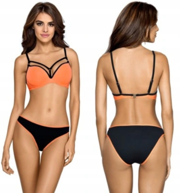 LORIN KOSTIUM KĄPIELOWY KOMPLET L2148 PUSH-UP CZARNY PASKI