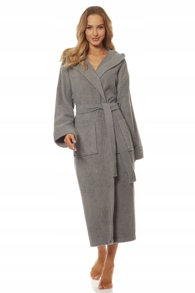 L&L SZLAFROK DAMSKI DŁUGI BAWEŁNA SZARY 2102 XXL/44