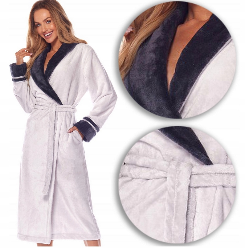 L&L SZLAFROK DAMSKI DŁUGI SOFT 2206 CLAUDIA SZARY ROZ XL 42