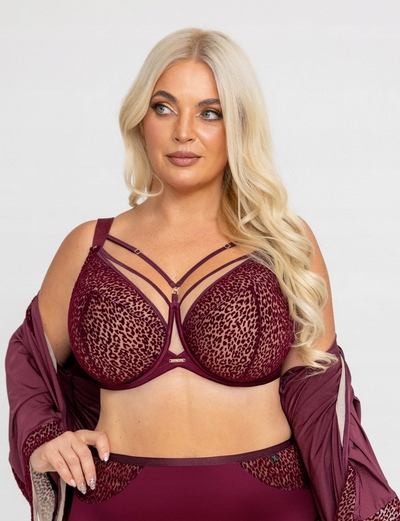 KRISLINE BIUSTONOSZ MERLOT SOFT/MIĘKKI FULL CUP CZERWONY WINO FLOKOWANY 85J