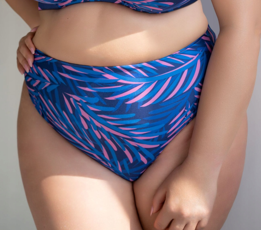 KRISLINE FIGI WYSOKIE KĄPIELOWE HAWAI BLUEPINK BRIEFSHIGHWAIST