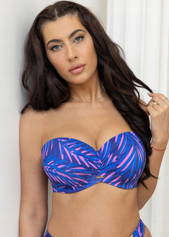 KRISLINE BIUSTONOSZ KĄPIELOWY BALCONETTE MHM HAWAII BLUEPINK BARDOTKA