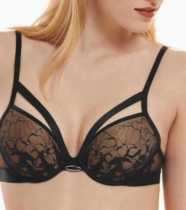 LISCA BIUSTONOSZ PUSH-UP Z PASECZKAMI FLAMENCO 010340 CZARNY