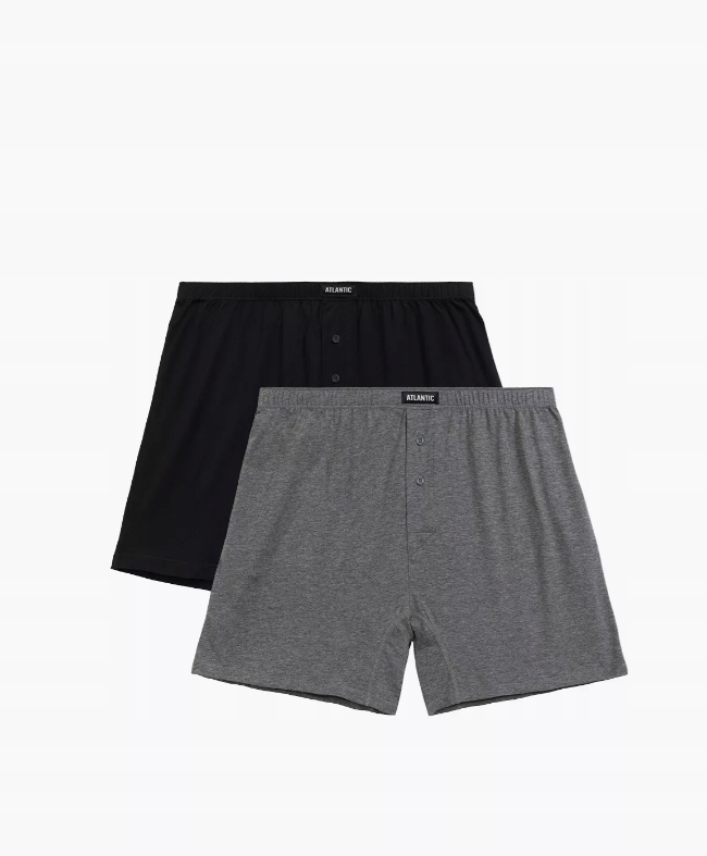 ANTLANTIC SZORTY BOKSERKI MĘSKIE 2-PACK 2BMB-003 CZARNY/SZARY 46 / M