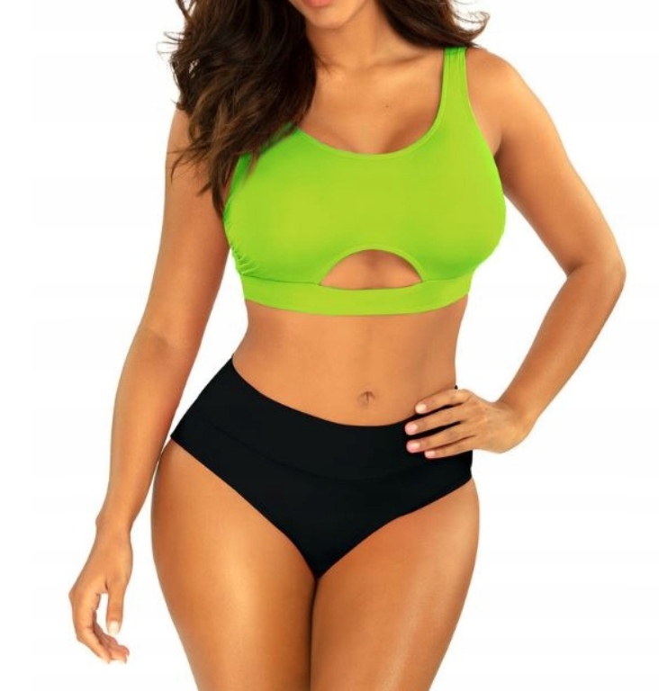 SELF KOSTIUM KĄPIELOWY TOP MIĘKKI SPORTOWY S1011 MIAMI3 CZARNY NEON