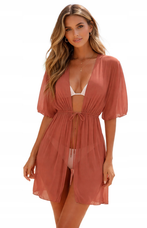 SELF PAREO NARZUTKA DP10K KIMONO ROBE BRĄZOWE