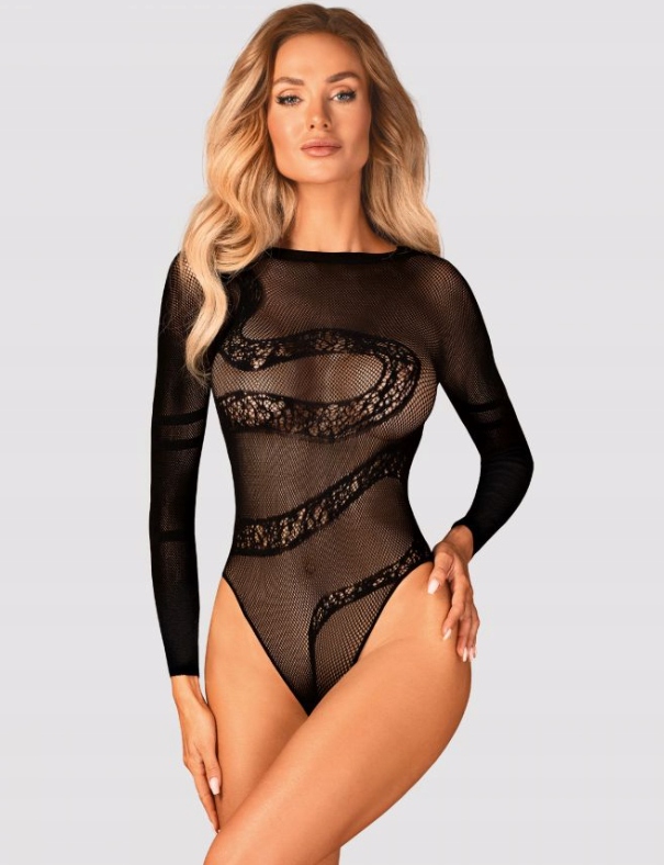 OBSESSIVE BODY B137 CROTCHLESS TEDDY CZARNE