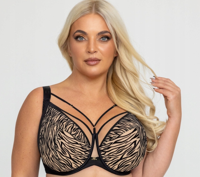 KRISLINE BIUSTONOSZ QUEEN SOFT FULL CUP CZARNO-BEŻOWY FLOKOWANY