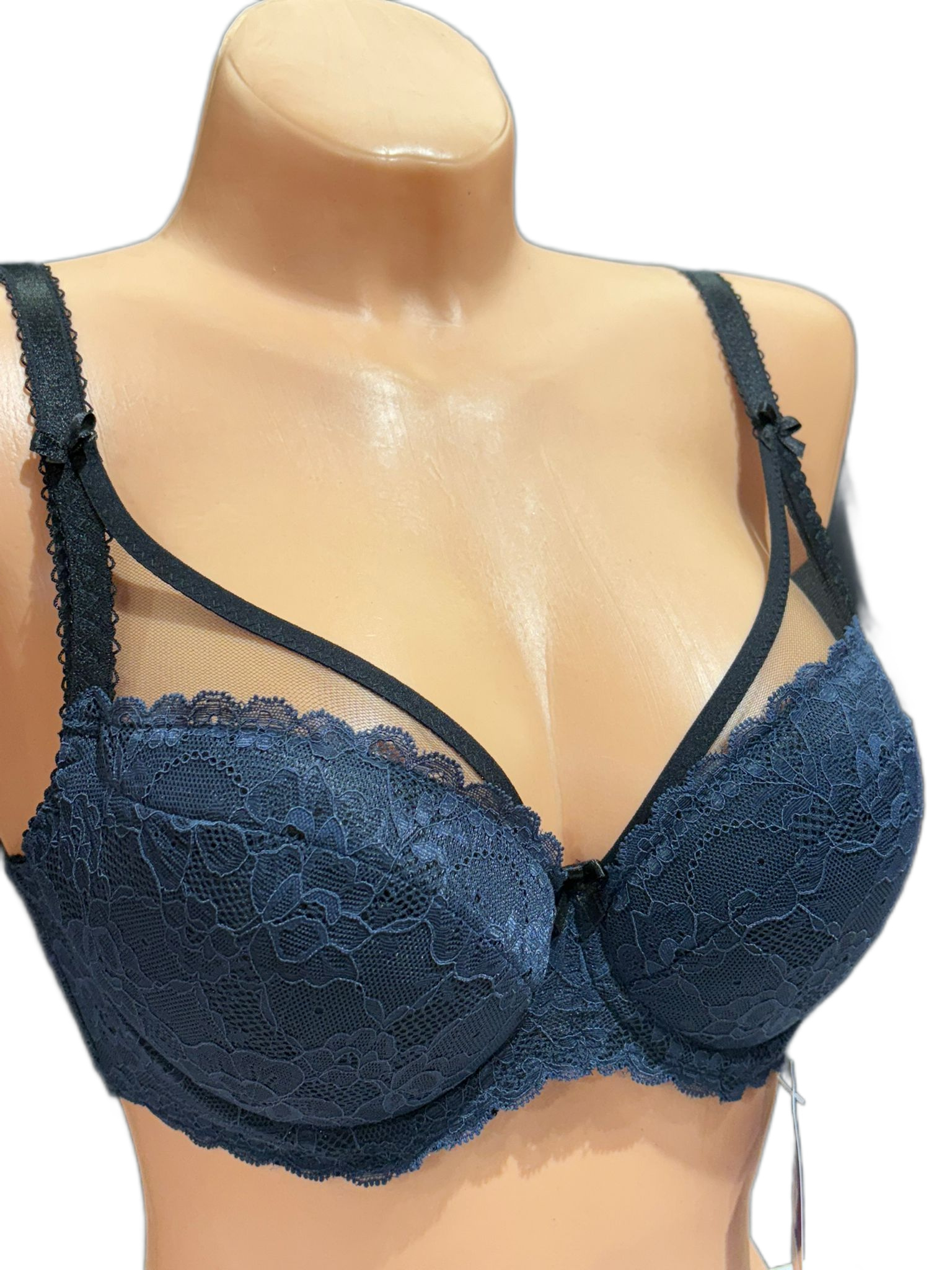 ONE LINGERIE BIUSTONOSZ SEMI USZTYWNIANY PUSH-UP ELENA JEANS GRANATOWY
