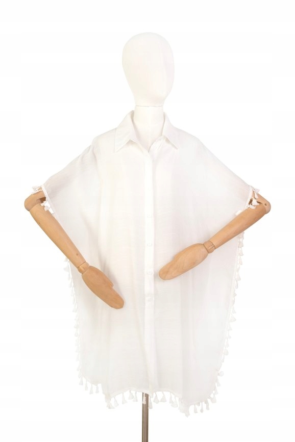 ART OF POLO PAREO NARZUTKA PLAŻOWA SZ25274 BIAŁA KOSZULOWA ONE SIZE