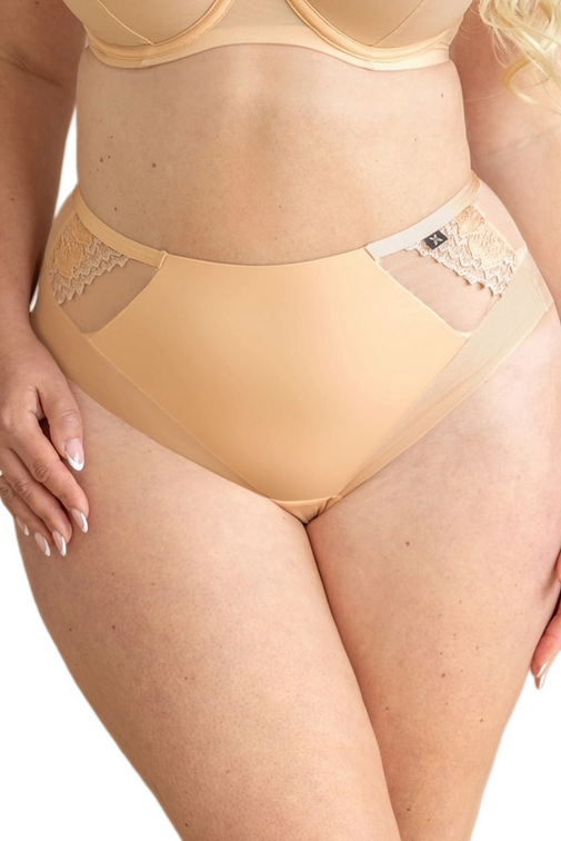 KRISLINE FIGI WYSOKIE BEŻOWE NEL BRIEFS MIDI